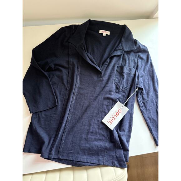 $150 New Goldie Embroidered Pocket Polo - Navy - Small - Picture 1 of 6